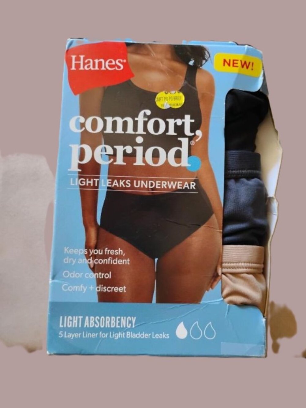 Hanes Comfort Period Women's Brief Underwear Light Panties Size 8 / XL